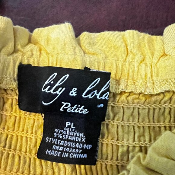 Lily & Lola Petite Yellow Off-Shoulder Midi Dress PL Rayon Spandex Blend - Picture 5 of 5